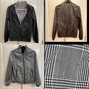 EUC Vntg 2000's Monterey Club Reversible Jacket, Black & Plaid, Pockets, Small